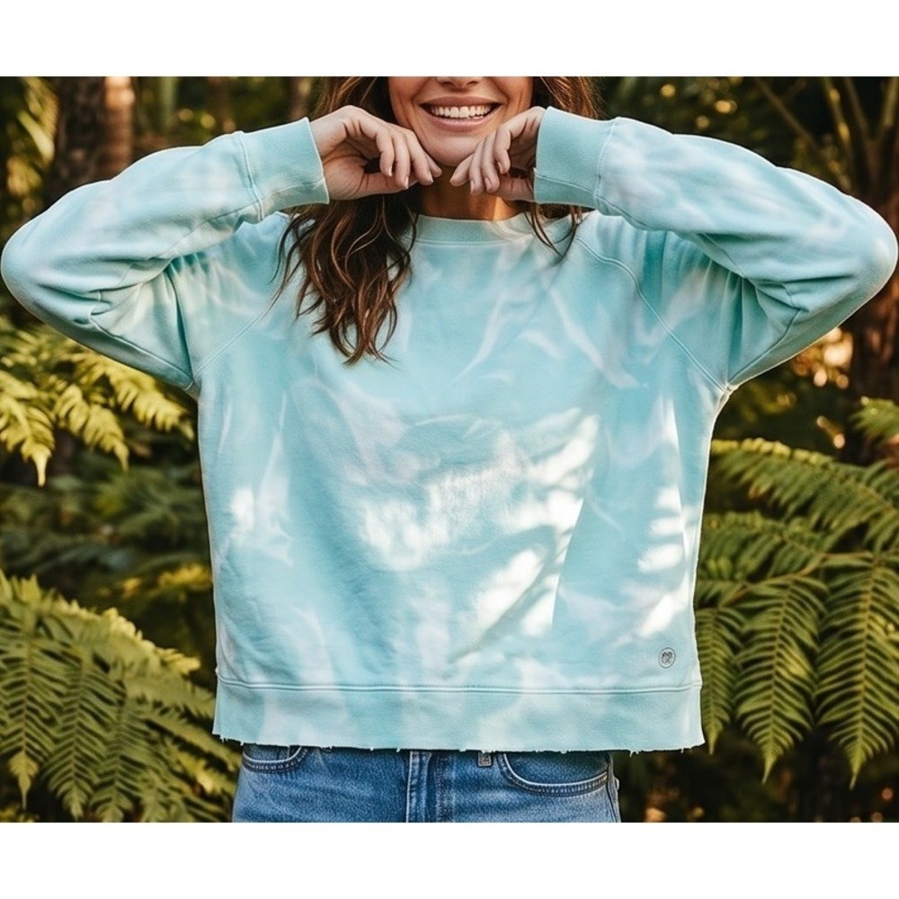 Urban Outfitters BDG Sweatshirt Aqua Blue Acid Wash Tiedye Oversized CrewNeck XL